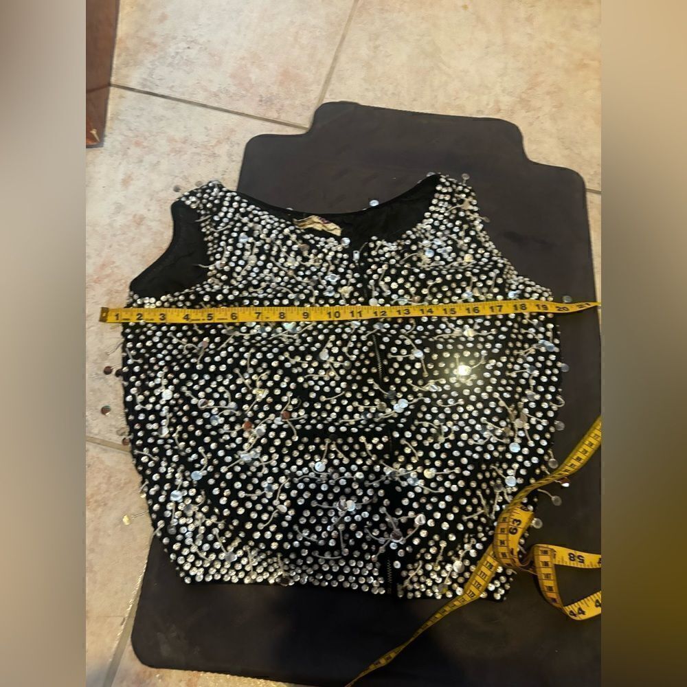 Vintage 1960s Royal Lynne sequin beaded dress shirt Top Blouse Cocktail Party